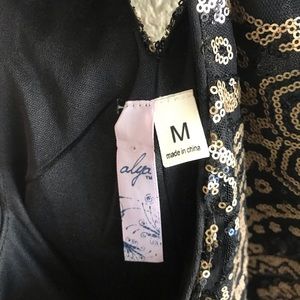 Black and gold sequin, A line formal dress